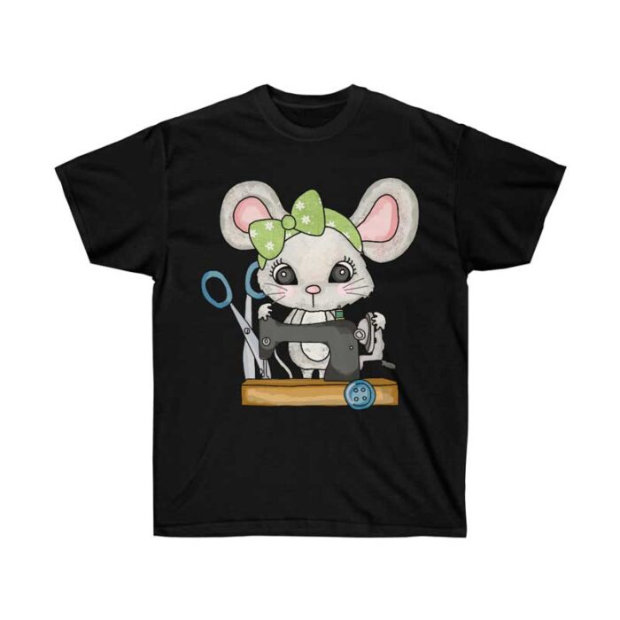 T-Shirt mit Maus und Nähmaschine